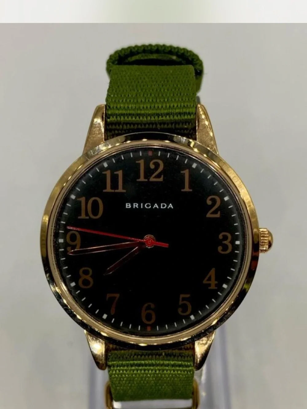 Men’s ^^^Brigada  *** Gold-Tone Watch /  Hunter green Dial *** Olive Green Strap